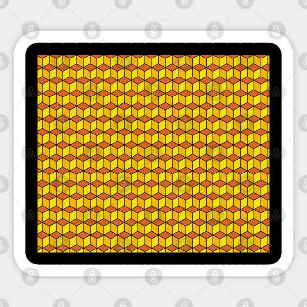 Yellow Block Print Pattern Sticker by Walking Millenial